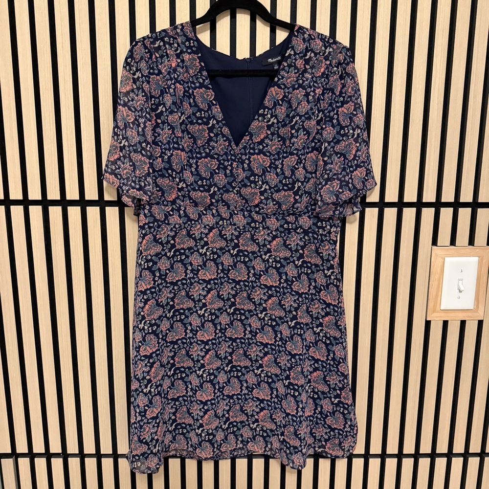Madewell Floral Mini Dress - Blue and Pink